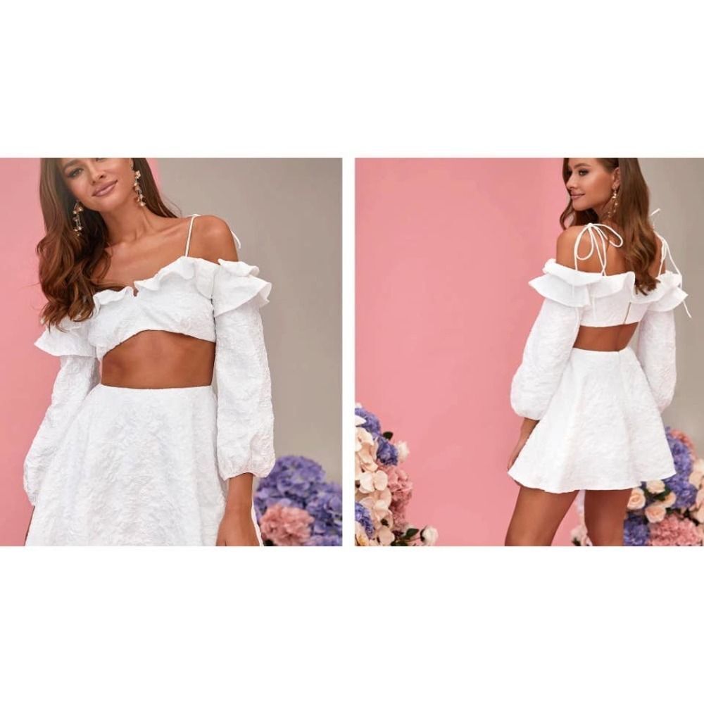 Alamour The Label Love Me Collection Verbena Puff Long Sleeve Crop Top XS